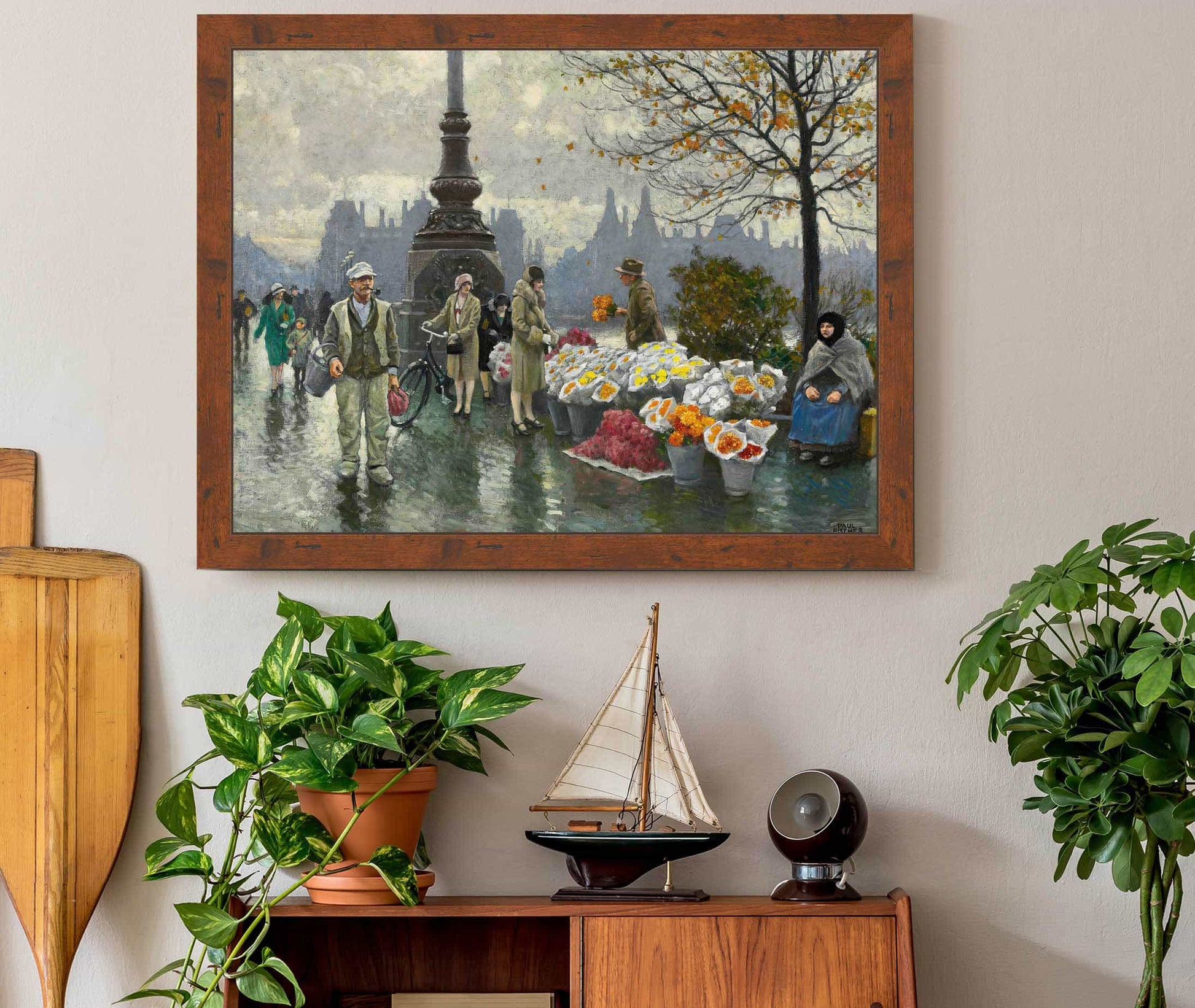 Flowersellers At Dr Louises Bro Queen Louises Bridge In Copenhagen by Paul Fischer