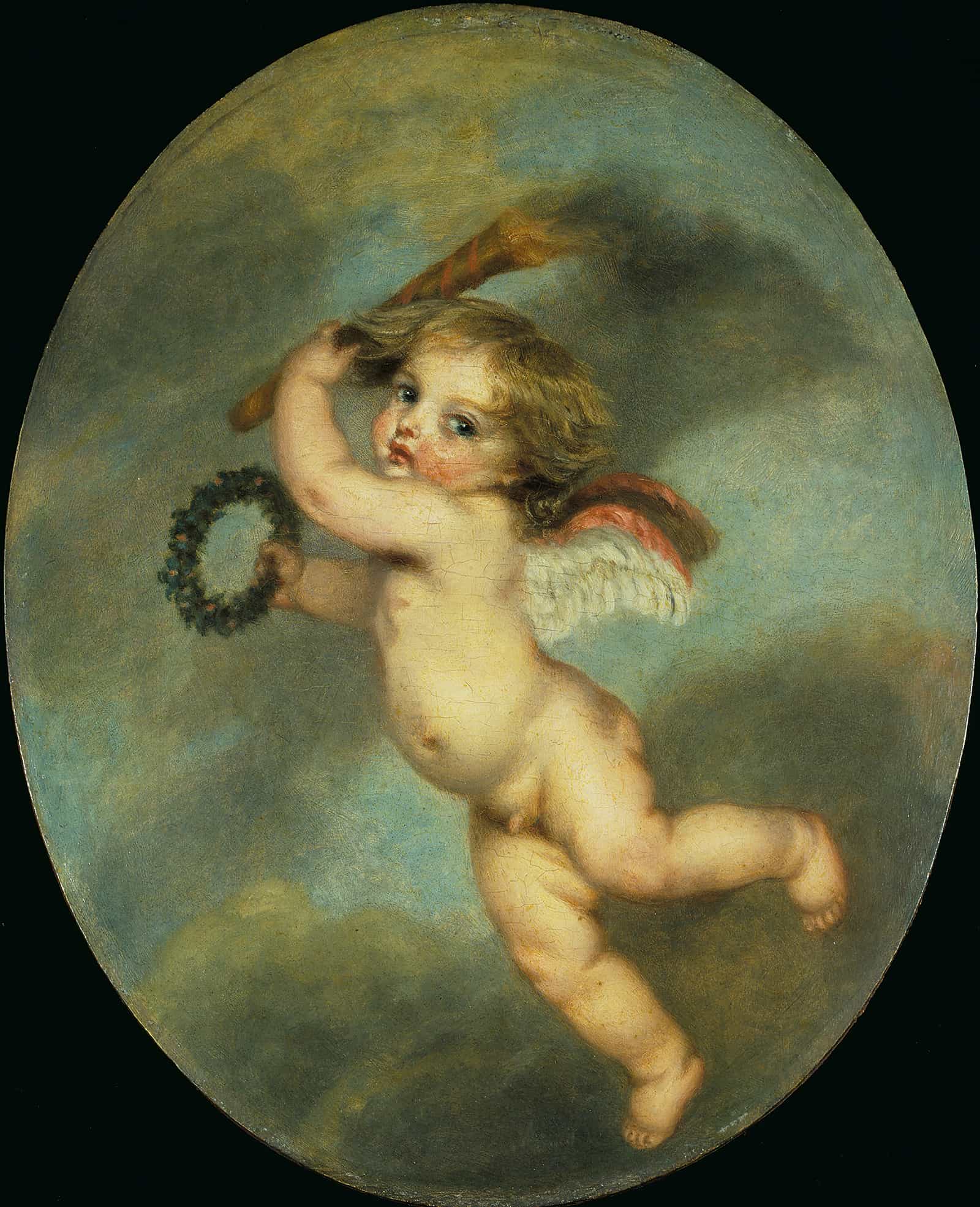 Flying Cupid With A Torch by Jean Baptiste Greuze