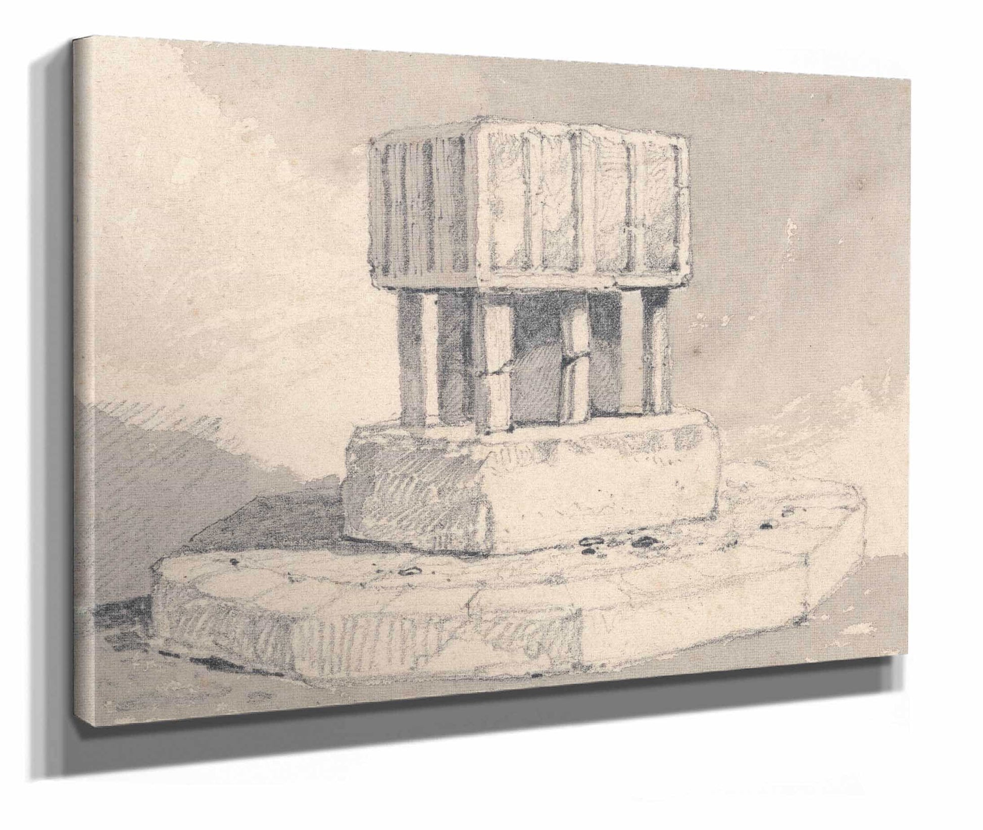 Font At Caister Church Norfolk by John Sell Cotman
