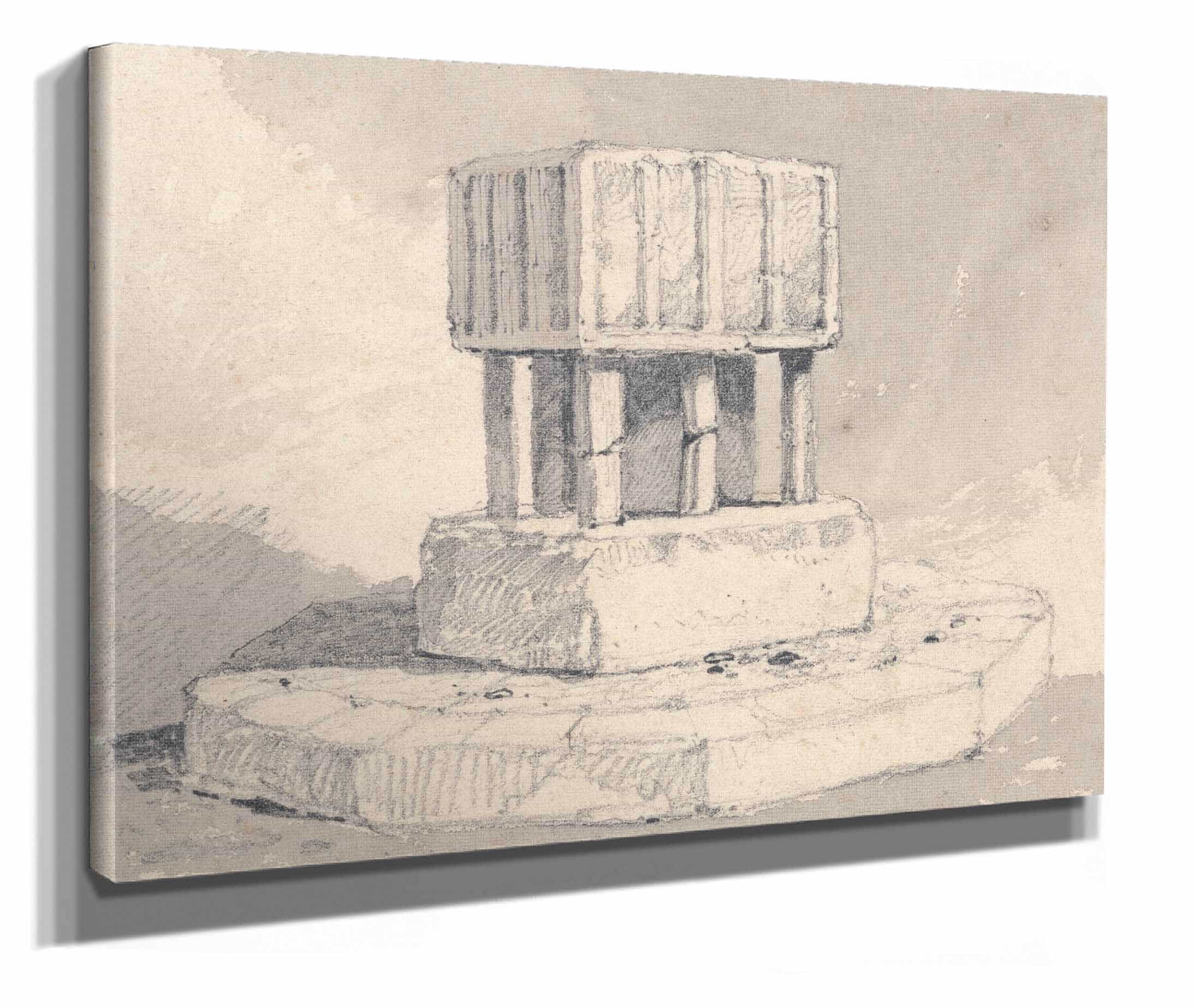 Font At Caister Church Norfolk by John Sell Cotman