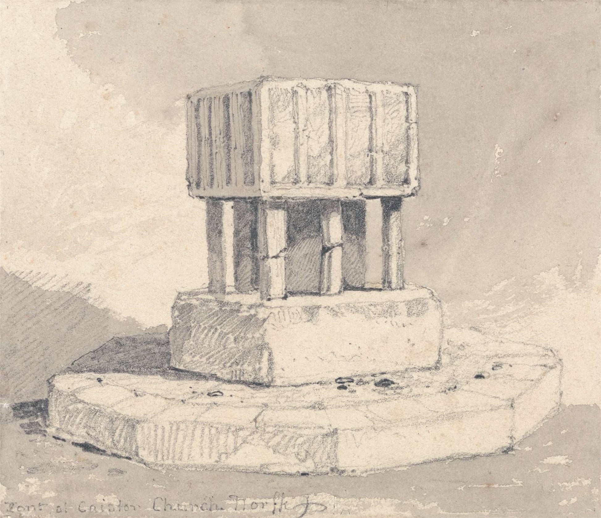 Font At Caister Church Norfolk by John Sell Cotman