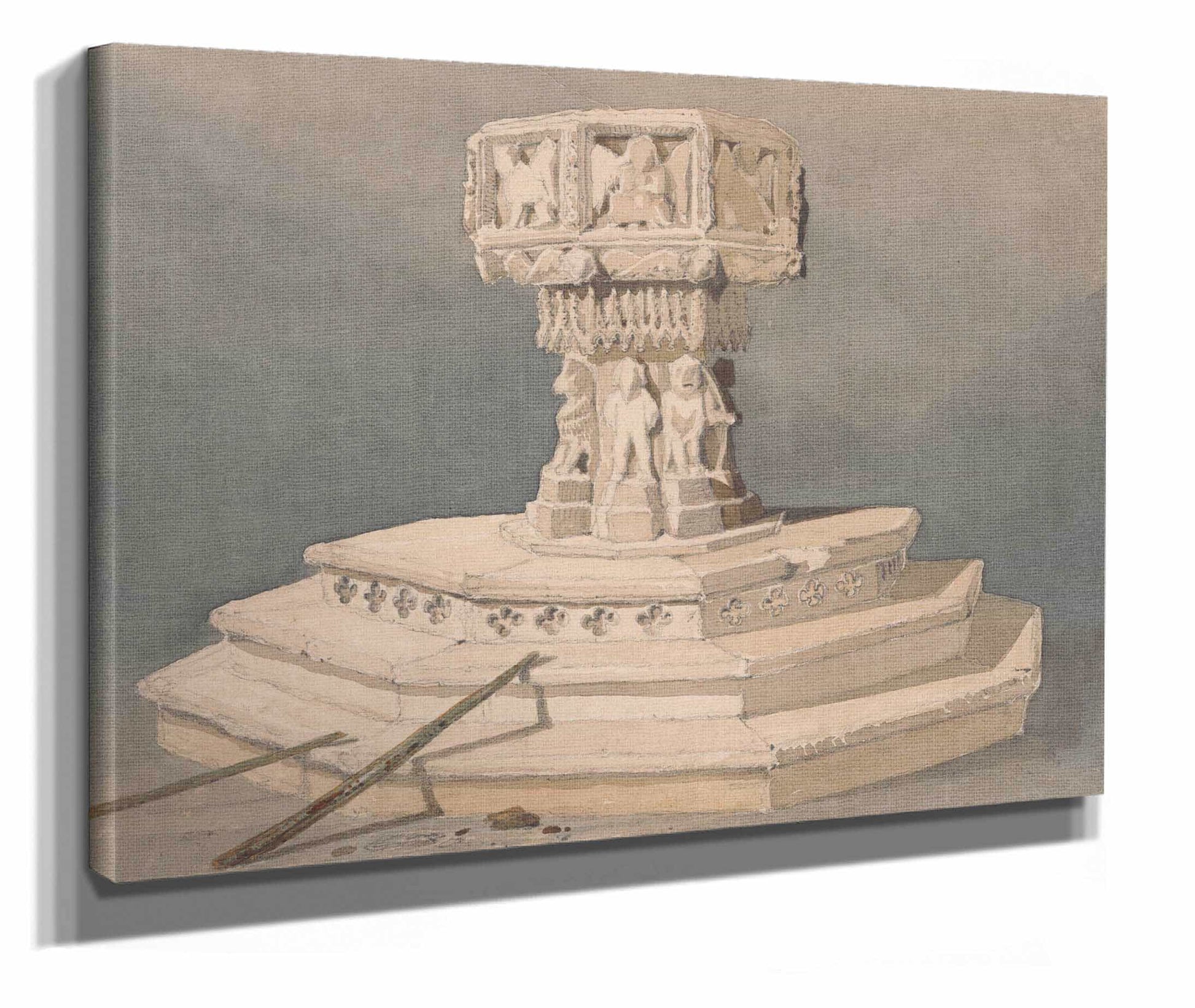 Font At Happisburgh Church Norfolk by John Sell Cotman