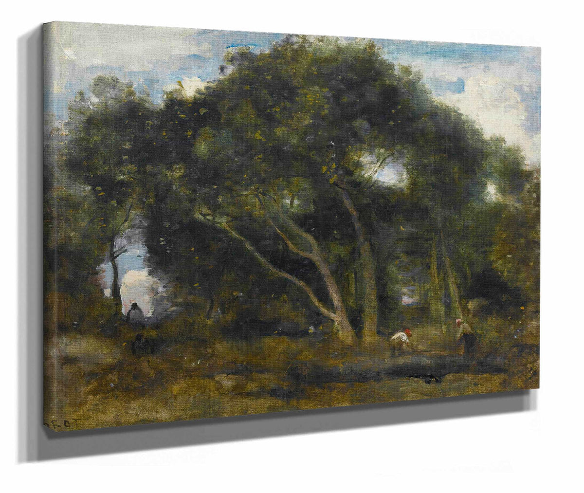 Fontainebleau Chenes Inclines Dans Une Eclaircie De Foret by Jean Baptiste Camille Corot
