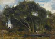Fontainebleau Chenes Inclines Dans Une Eclaircie De Foret by Jean Baptiste Camille Corot