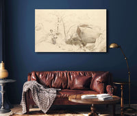 Fontainebleau Figure Leaning Against A Rock   by Jean Baptiste Camille Corot