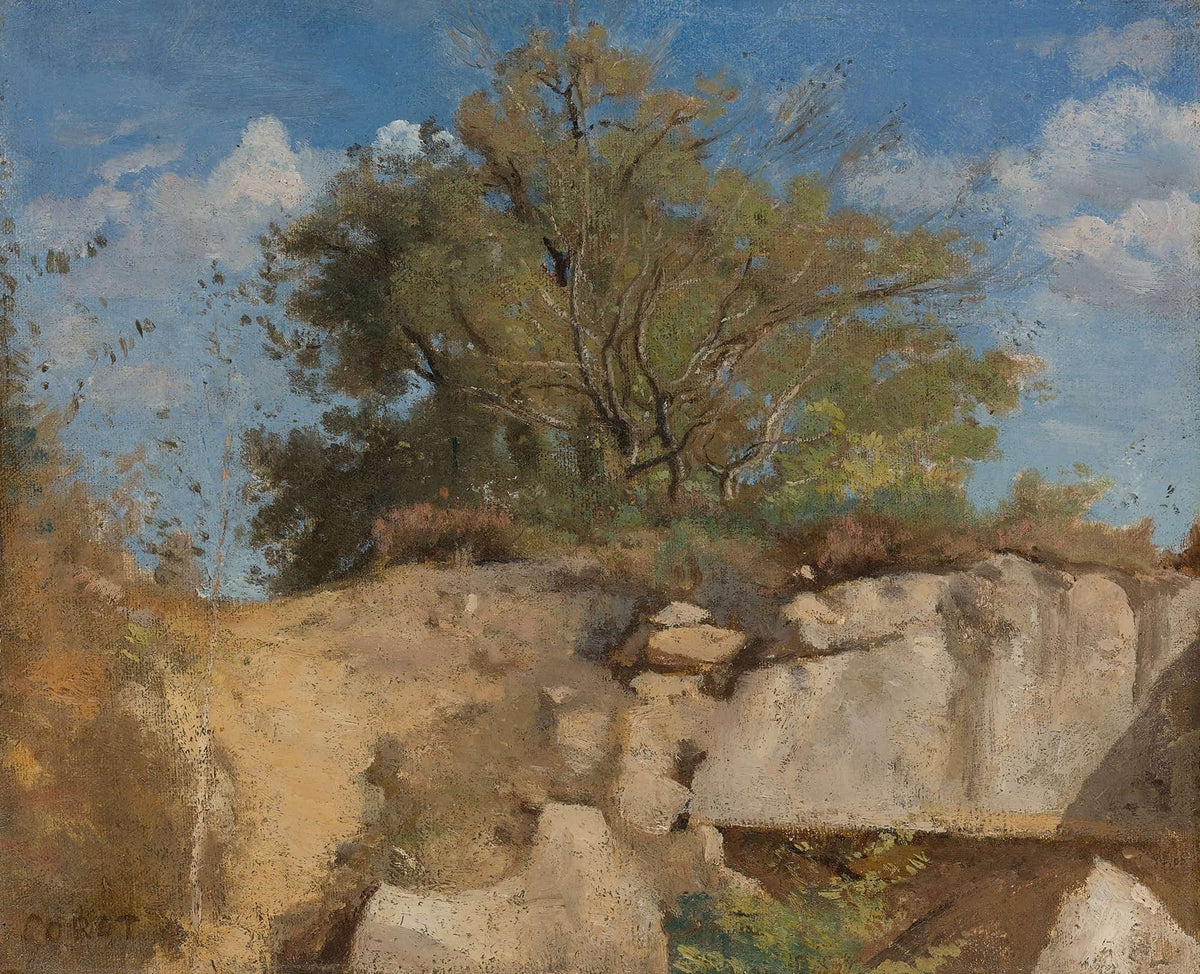 Fontainebleau Sommet De Carriere Boisee by Jean Baptiste Camille Corot