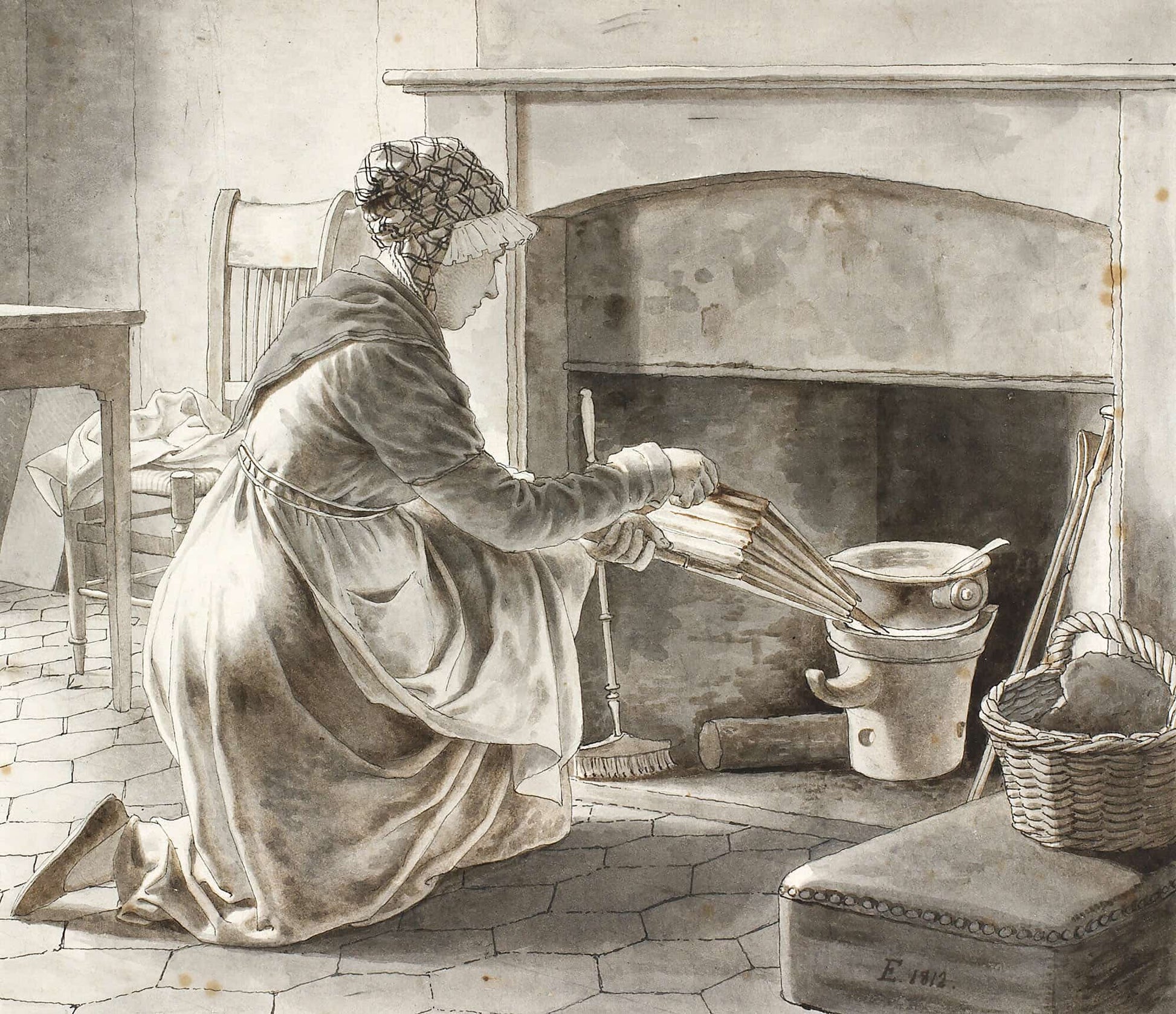 Food Is Prepared Eckersbergs Hostess In Paris by Christoffer Wilhelm Eckersberg