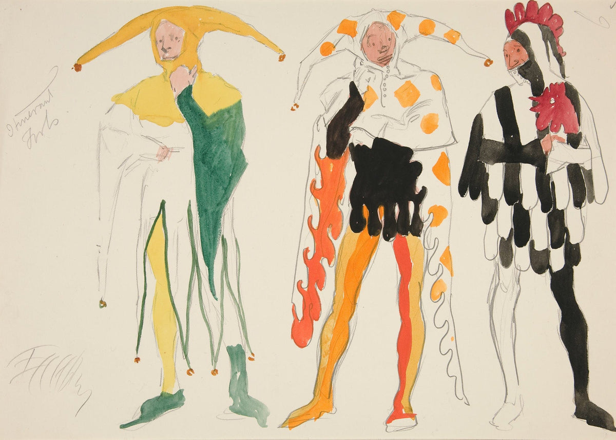 Fools Costume Sketch For Henry Irvings Planned Production Of King Richard Ii by Edwin Austin Abbey