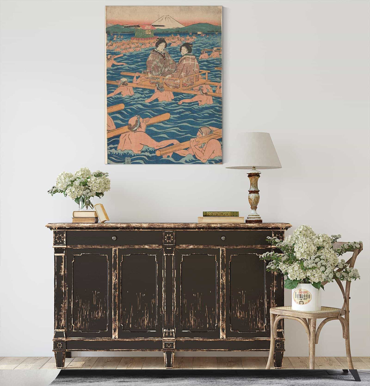 Fording A Broad River by Ando Hiroshige