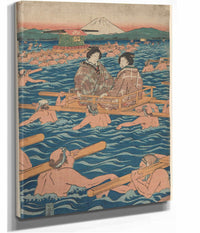 Fording A Broad River by Ando Hiroshige