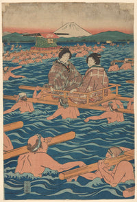 Fording A Broad River by Ando Hiroshige