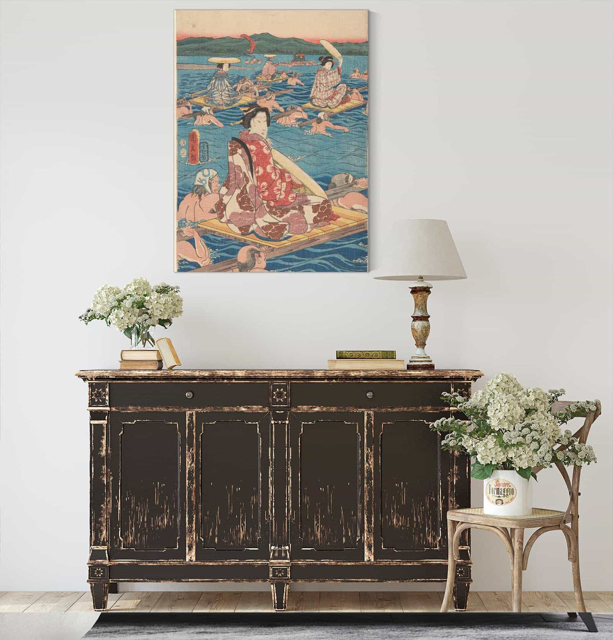 Fording A Broad River by Ando Hiroshige