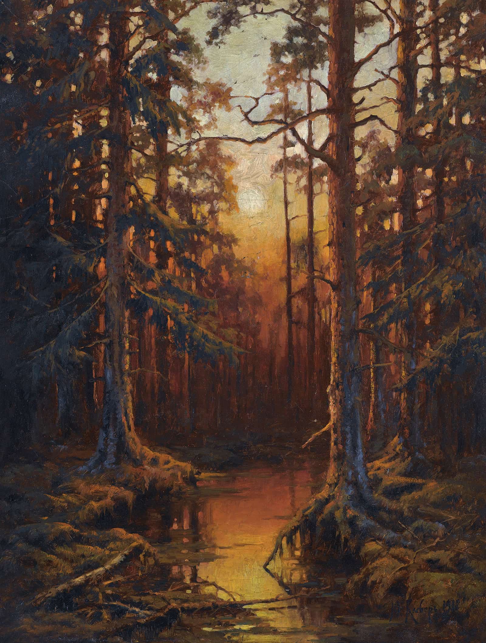 Forest Sunset by Julius Sergius Klever