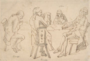 Four Artists Seated At A Table Brunet Potier Tiercetin Vernet by Horace Vernet