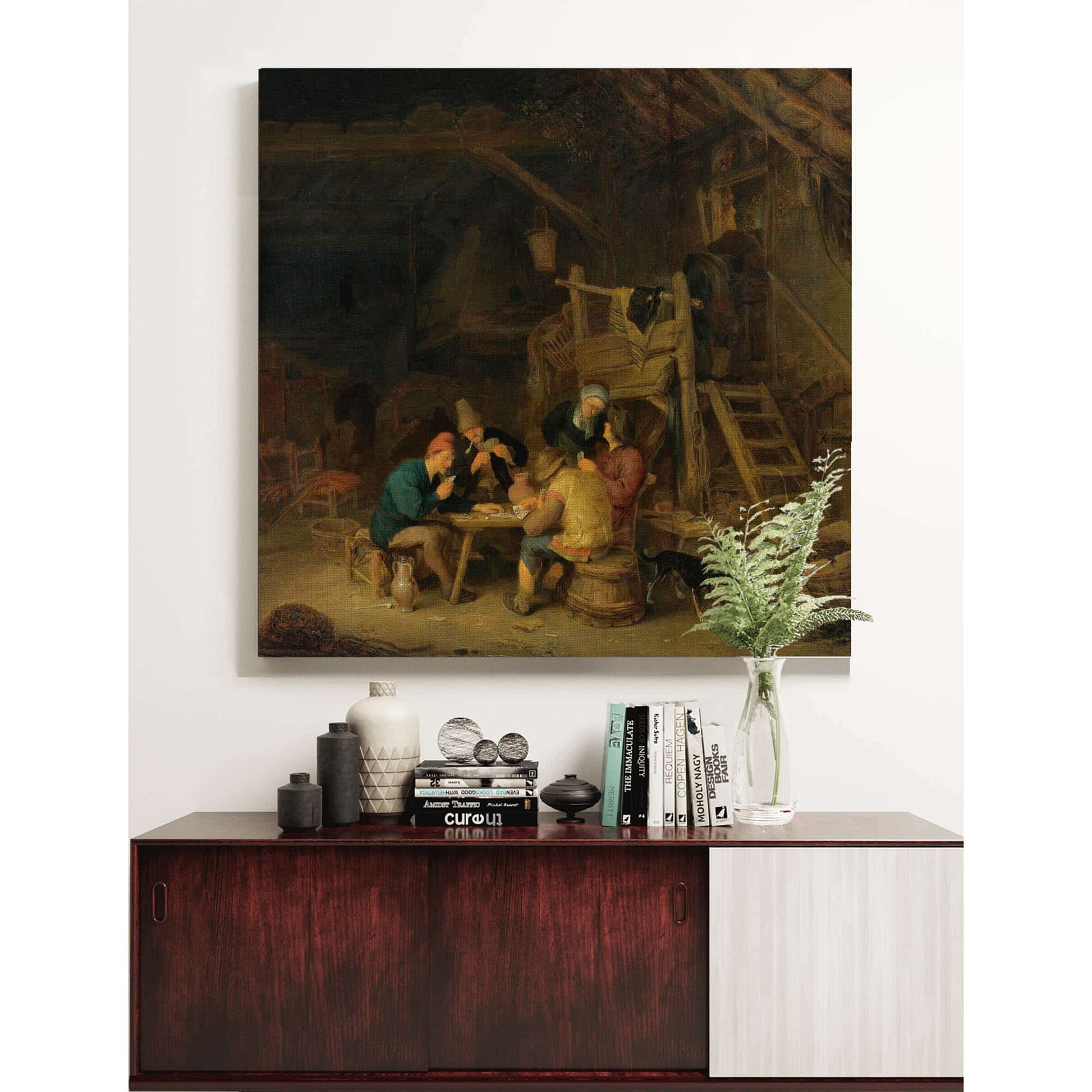 Four Card Players In A Rustic Interior by Adriaen Van Ostade