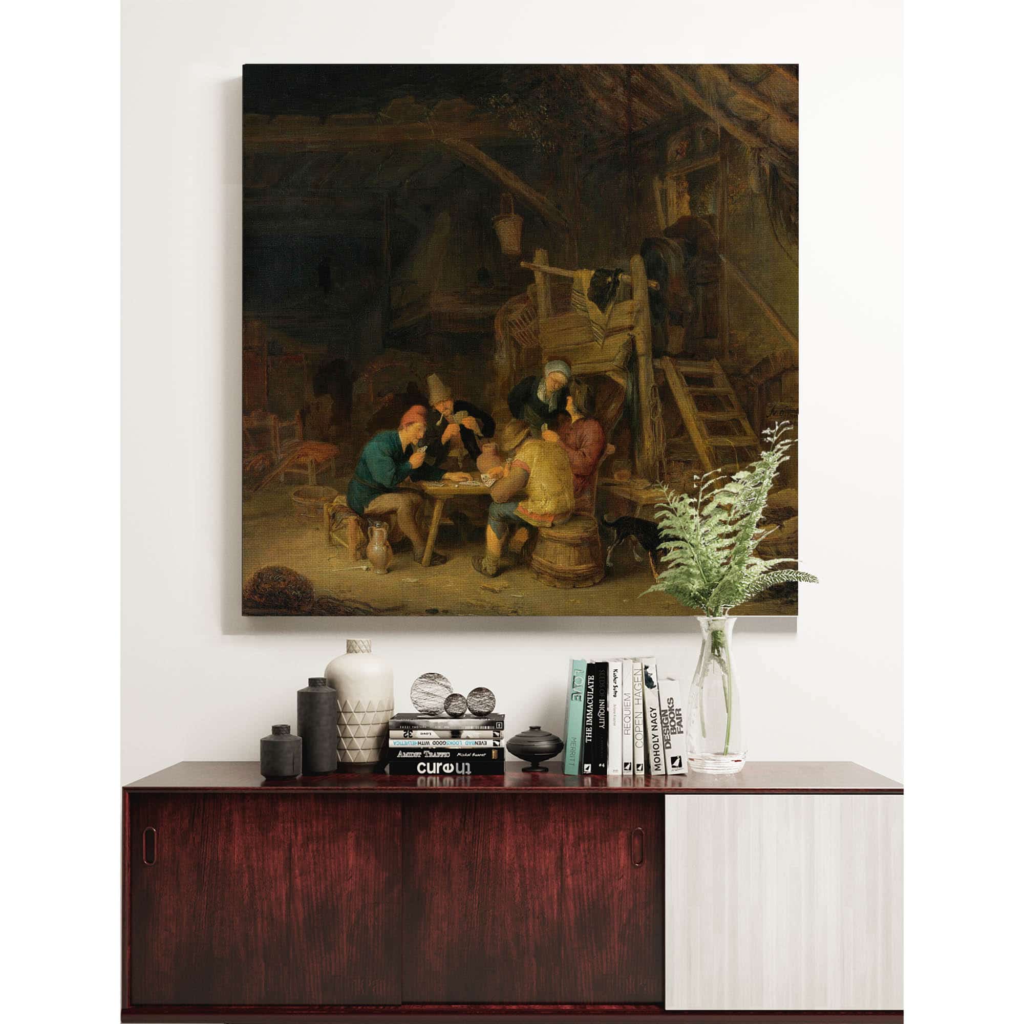 Four Card Players In A Rustic Interior by Adriaen Van Ostade