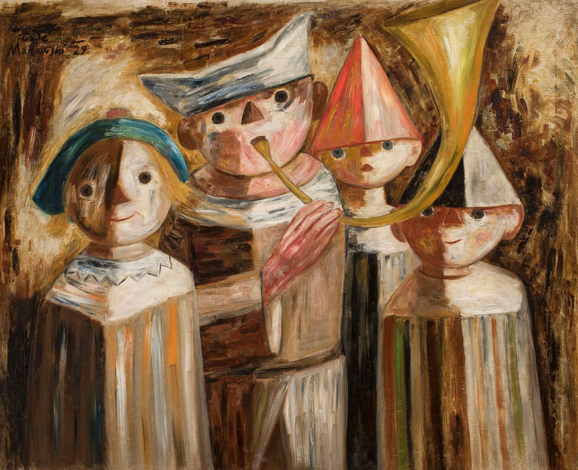 Four Children With A Trumpet by Tadeusz Makowski