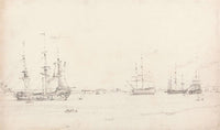 Four East Indiamen At Archor by John Constable