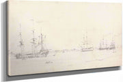 Four East Indiamen At Archor by John Constable