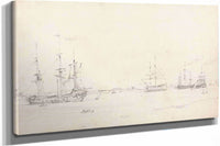 Four East Indiamen At Archor by John Constable