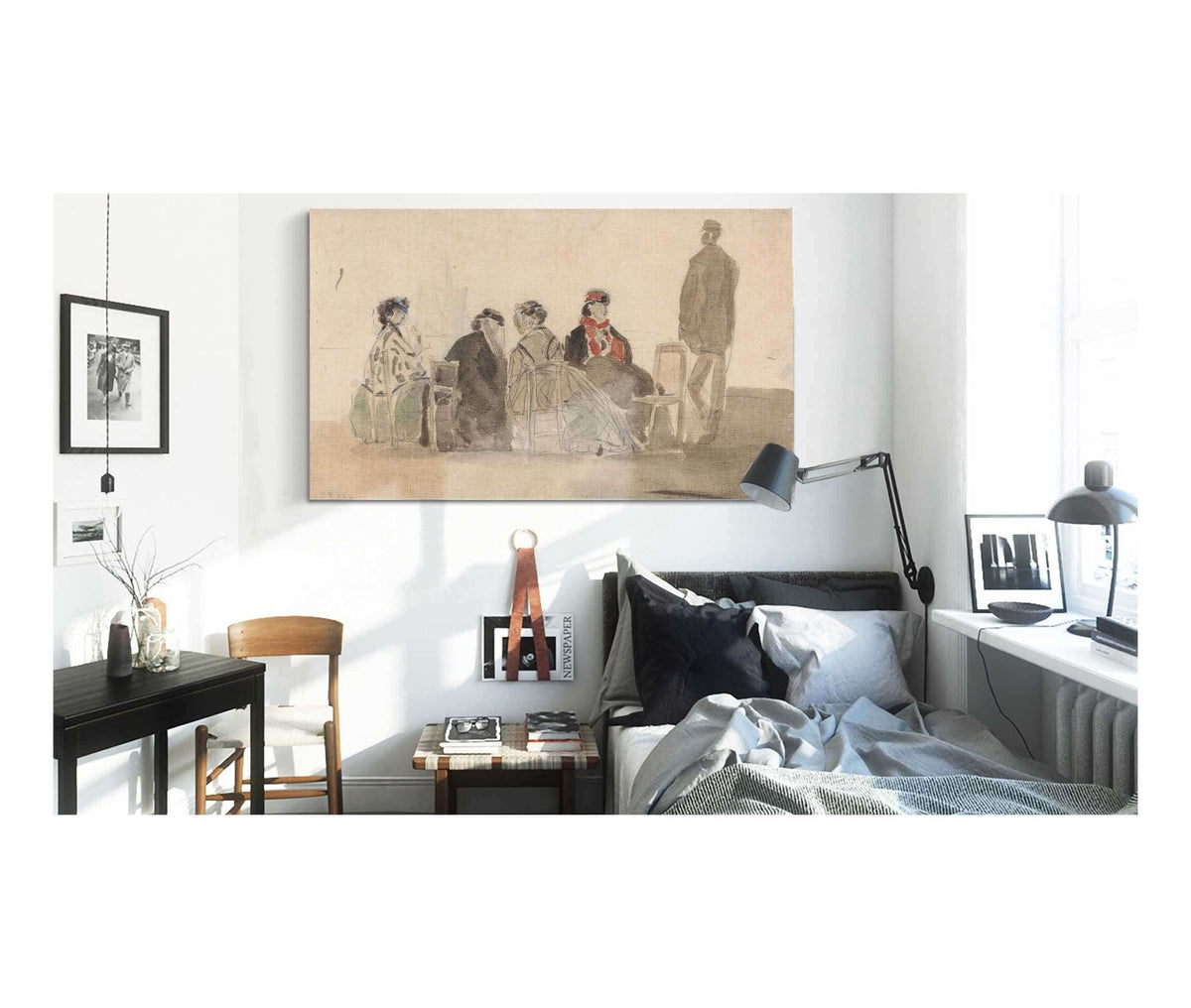 Four Ladies Seated At Trouville by Eugene Boudin