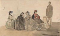 Four Ladies Seated At Trouville by Eugene Boudin