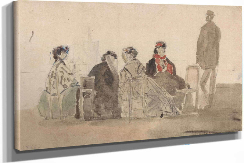 Four Ladies Seated At Trouville by Eugene Boudin
