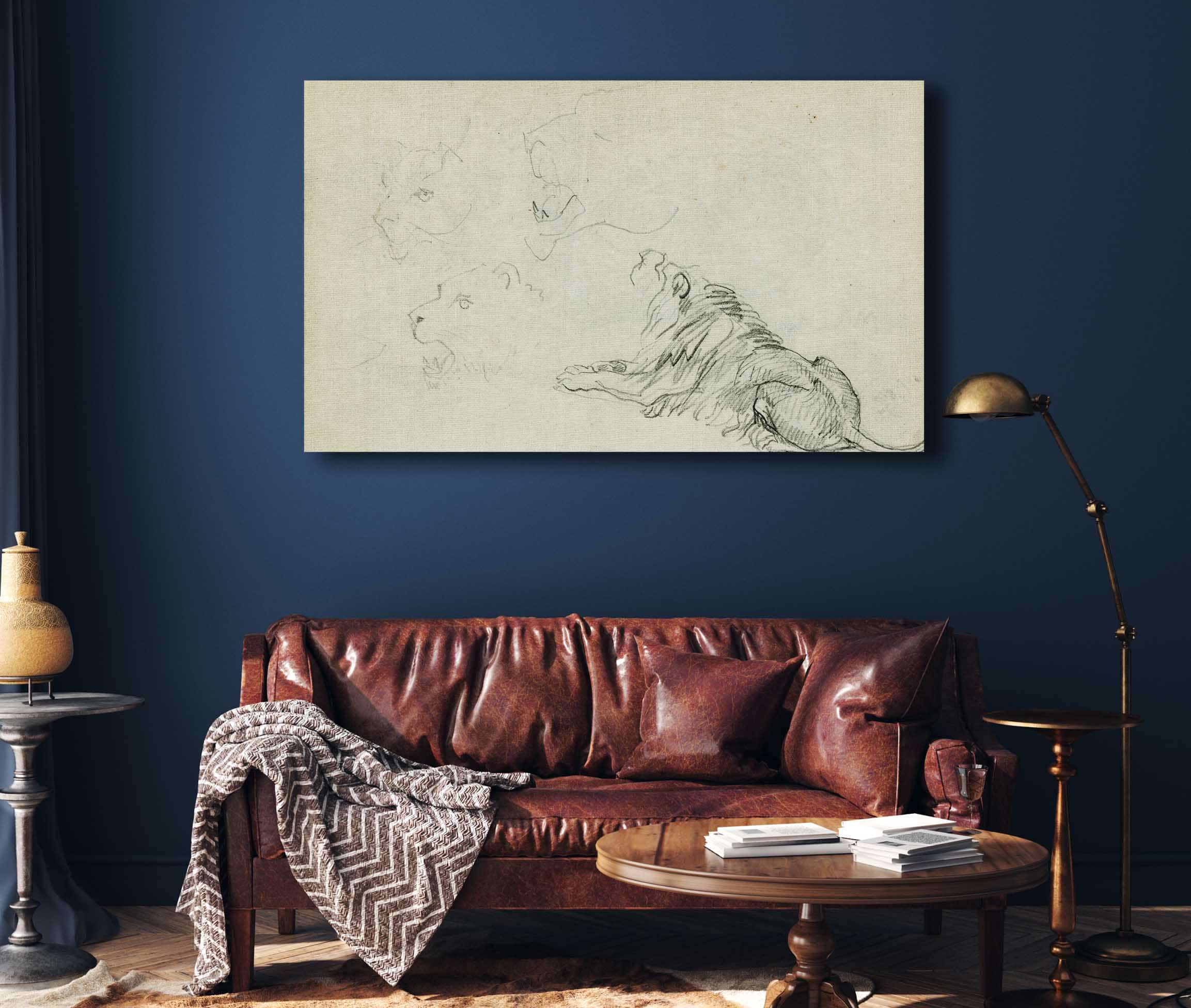Four Lion Studies  by Theodore Gericault