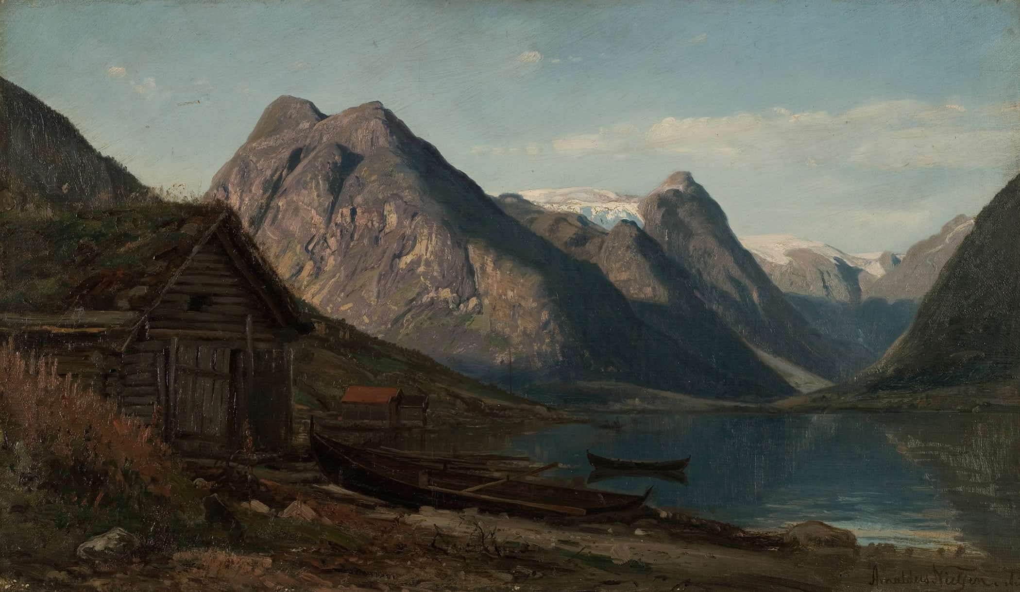 Fra Fjaerlandsfjorden Supphellebreen By Amaldus Nielsen