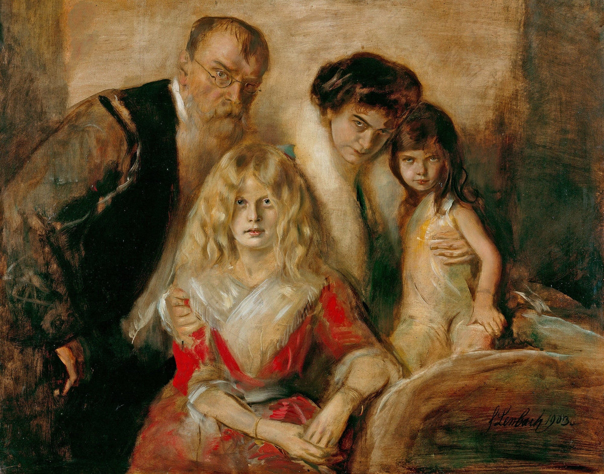 Franz Von Lenbach With His Wife And Daughters by Franz Von Lenbach