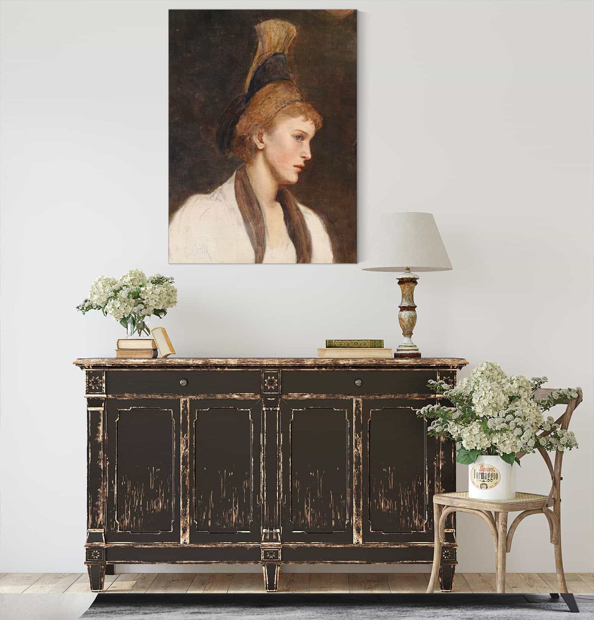 Frau Im Profil Mit Goldhaube by Eduard Veith