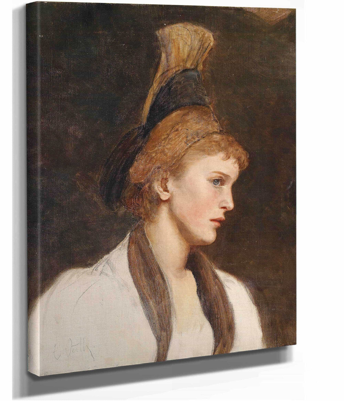 Frau Im Profil Mit Goldhaube by Eduard Veith