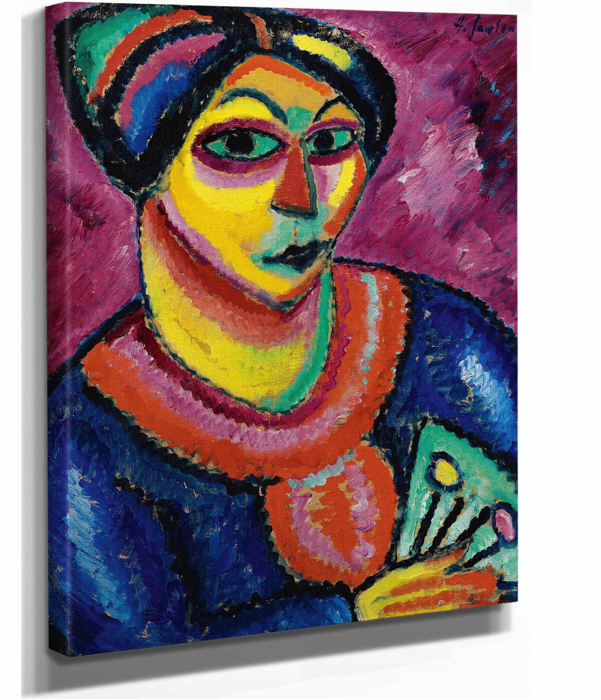 Frau Mit Grunem Facher Woman With A Green Fan by Alexej Von Jawlensky