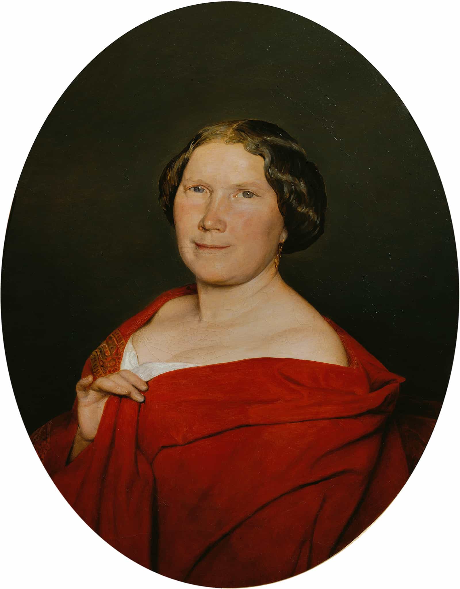 Frau Mit Lachsrotem Umhang by Ferdinand Georg Waldmuller