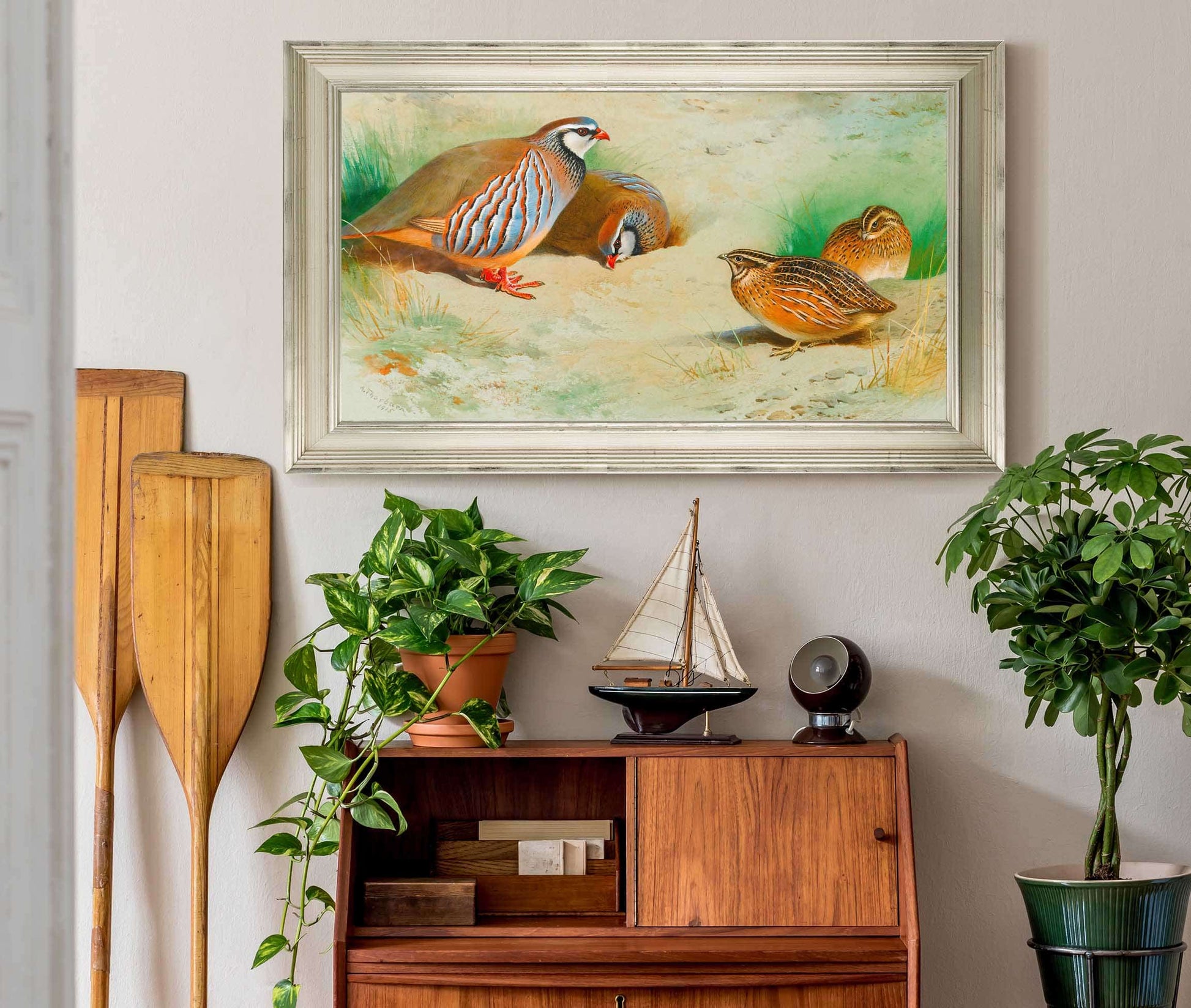 French Partridge And Chicks by Archibald Thorburn