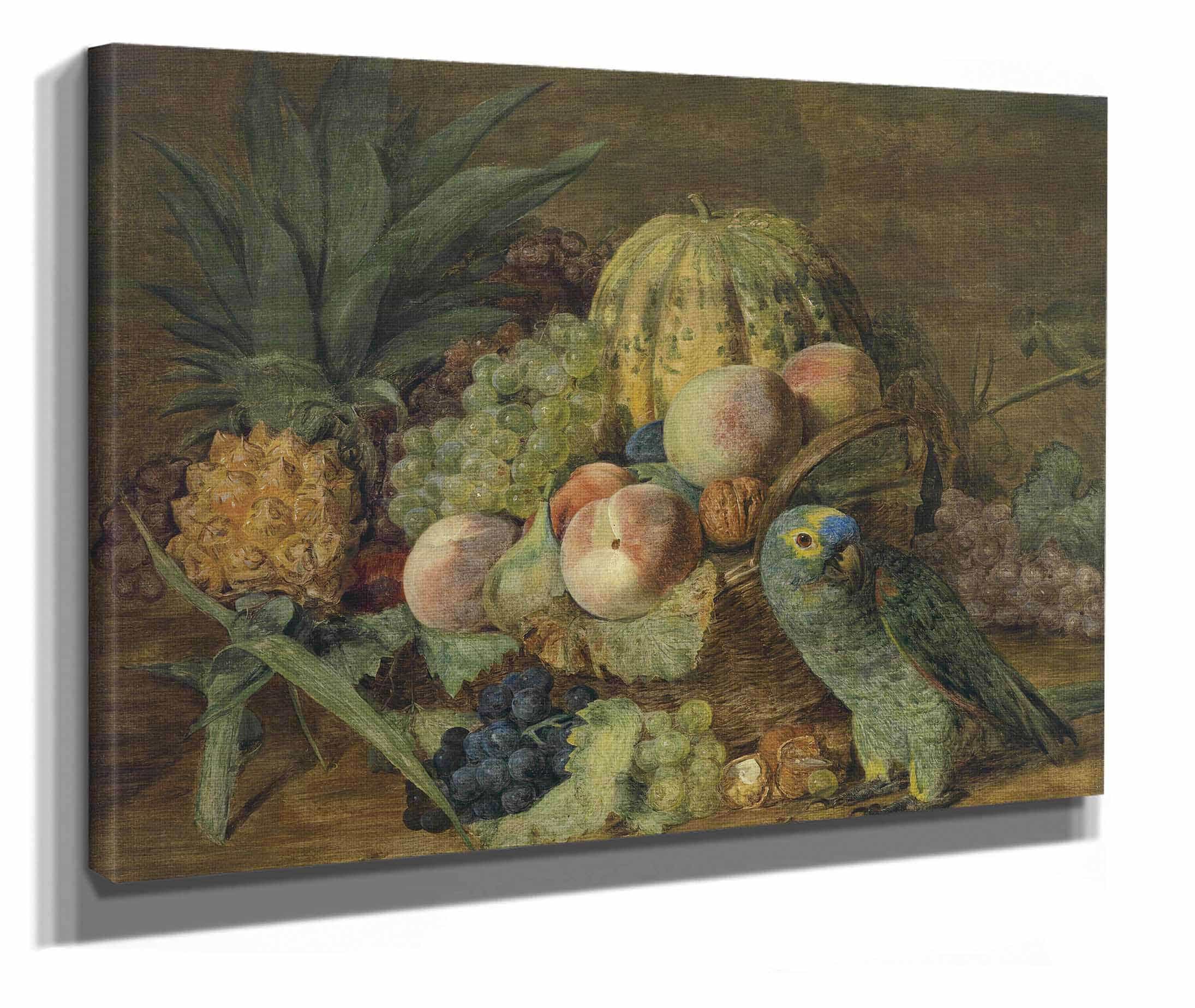 Fruchtestillleben Mit Papagei by Ferdinand Georg Waldmuller