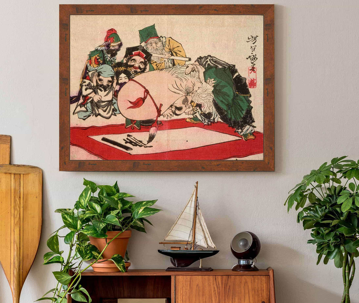 Fukurokuju Writing With His Head by Tsukioka Yoshitoshi