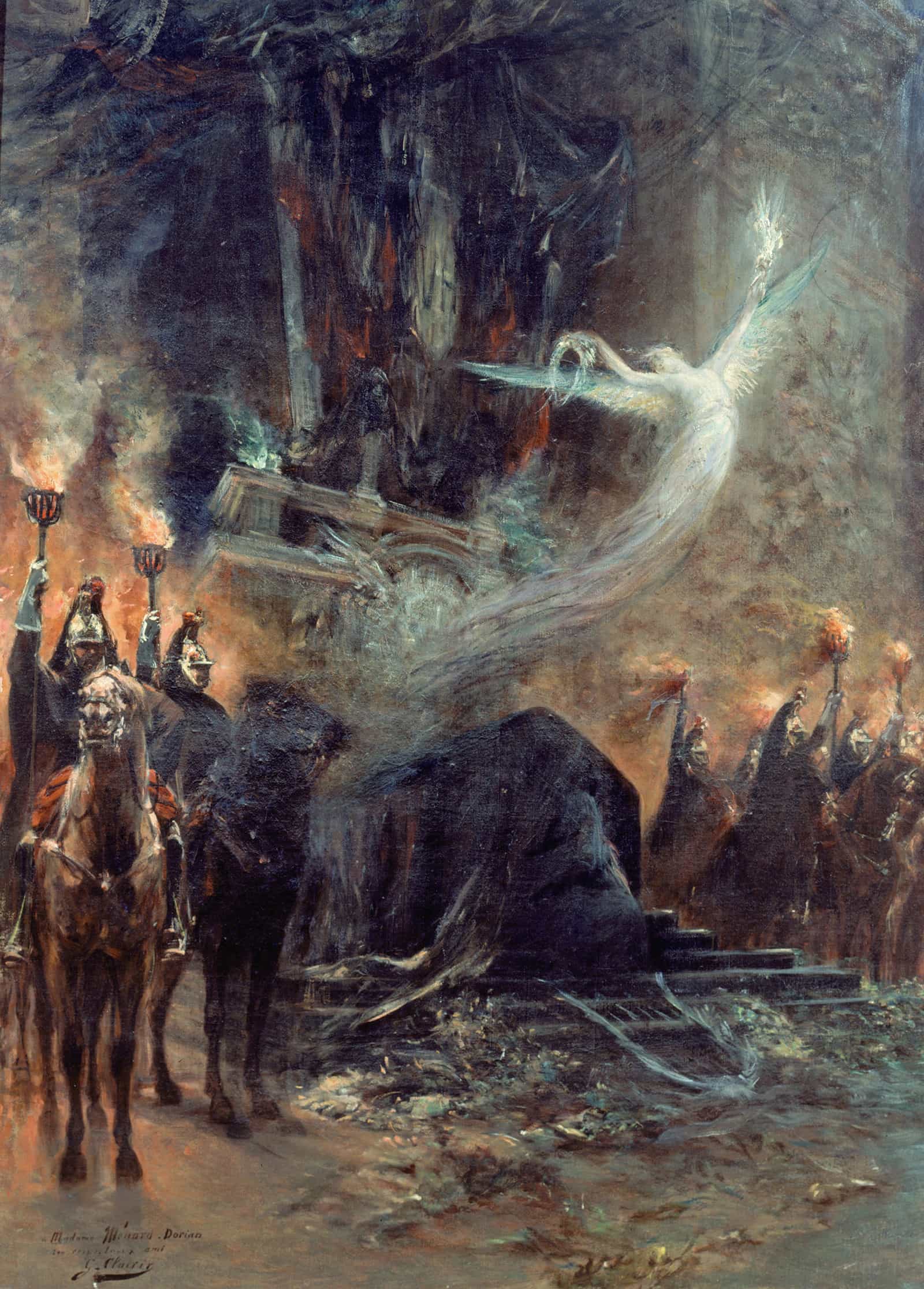 Funerailles De Victor Hugo La Veillee Sous Larc De Triomphe by Georges Jules Victor Clairin