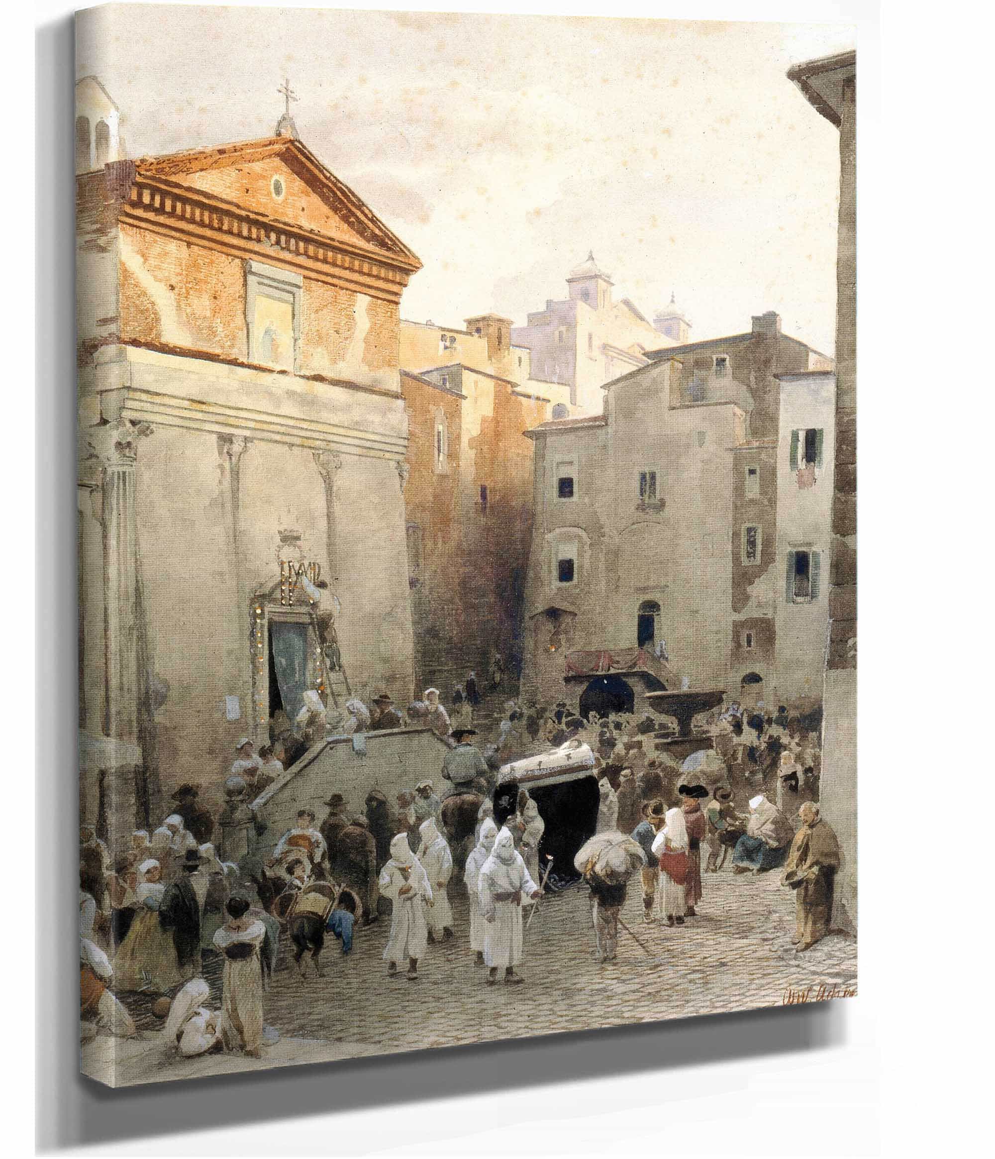 Funeral In Palestrina by Oswald Achenbach