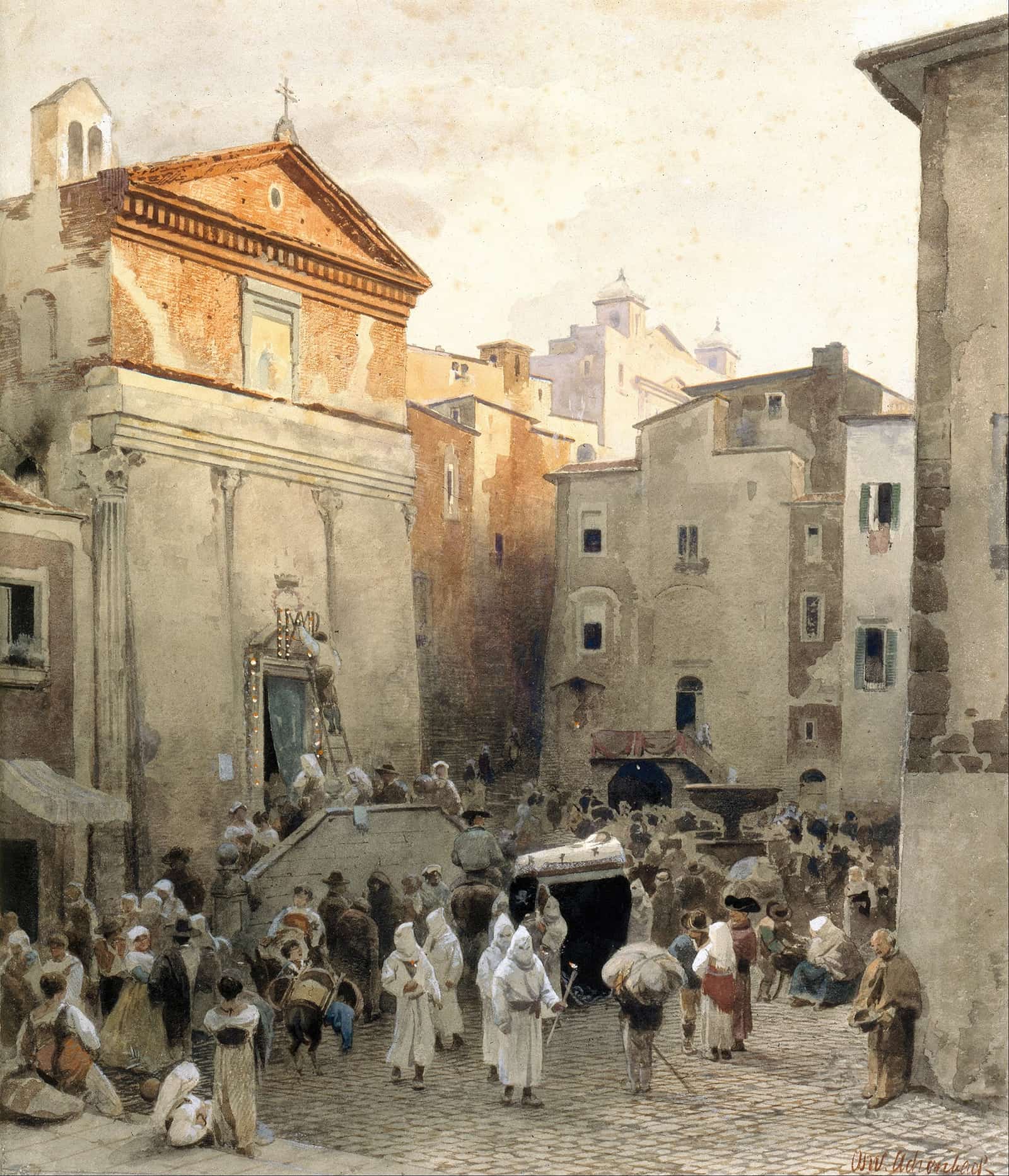 Funeral In Palestrina by Oswald Achenbach