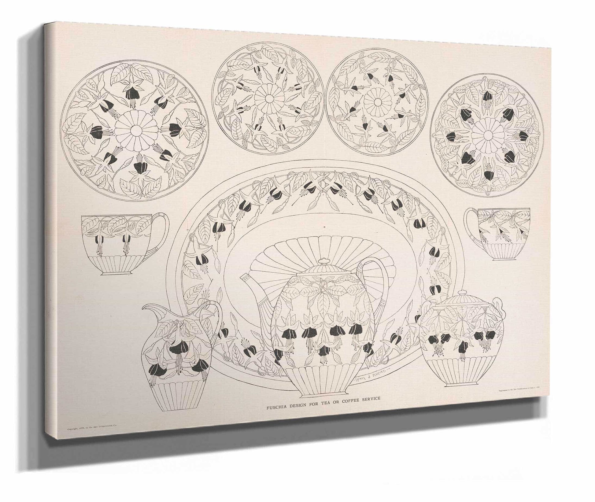 Fuschia Design For Tea Or Coffee Service by Louis Rhead