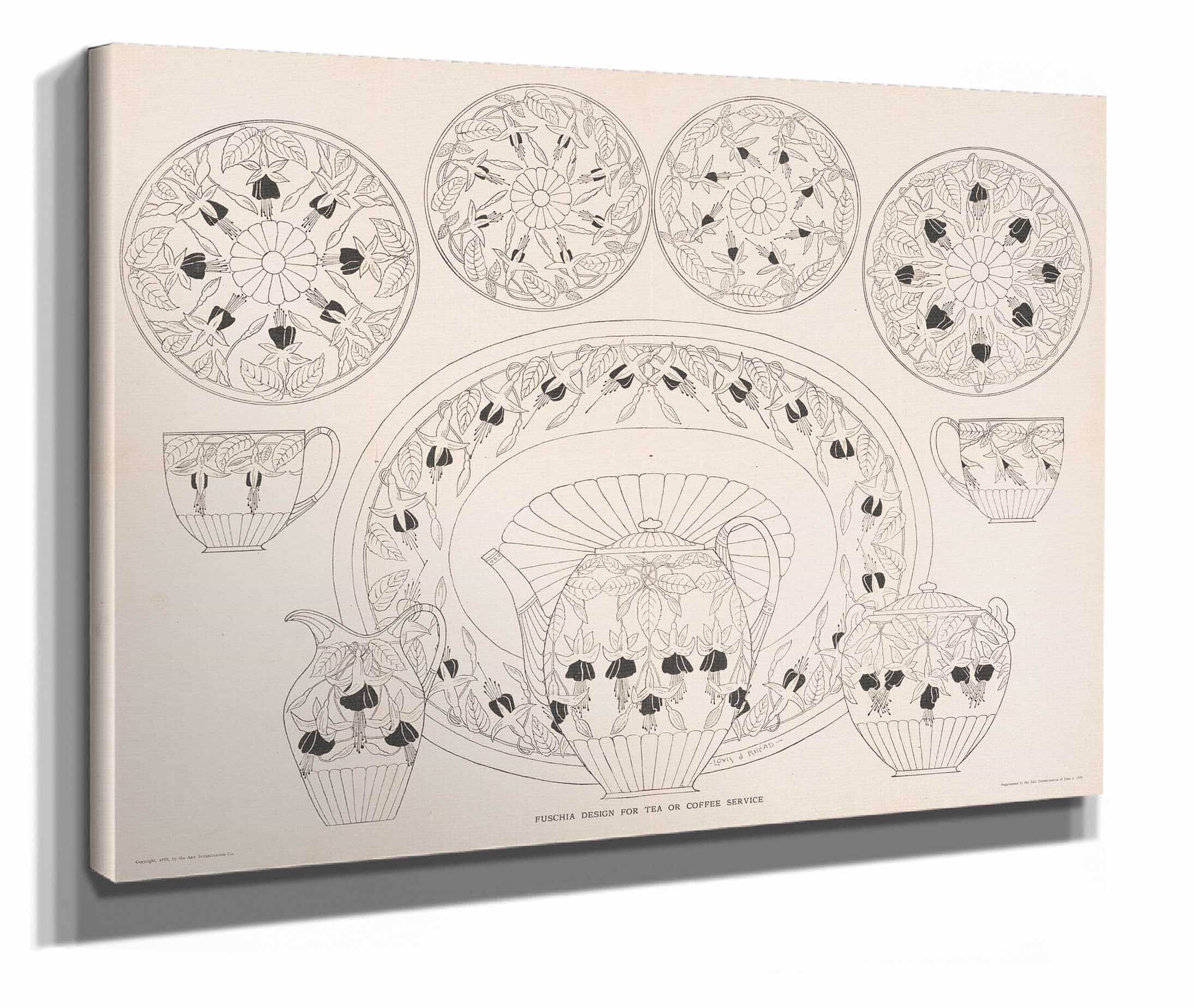 Fuschia Design For Tea Or Coffee Service by Louis Rhead