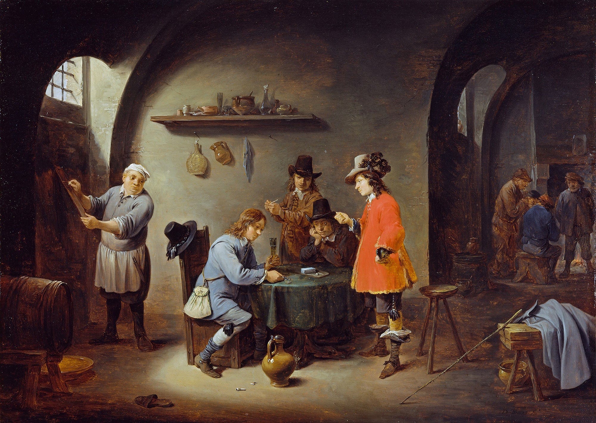 Gambling Scene At An Inn Late S by David Teniers The Younger