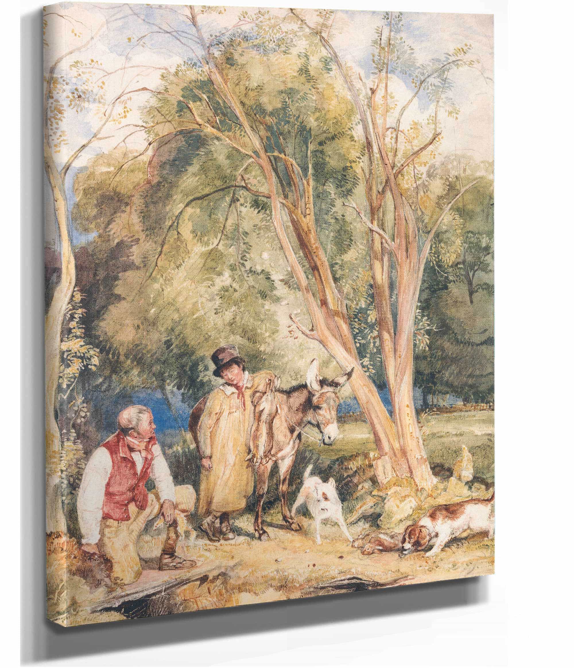 Game Keeper And Boy Ferreting A Rabbit by John Frederick Lewis