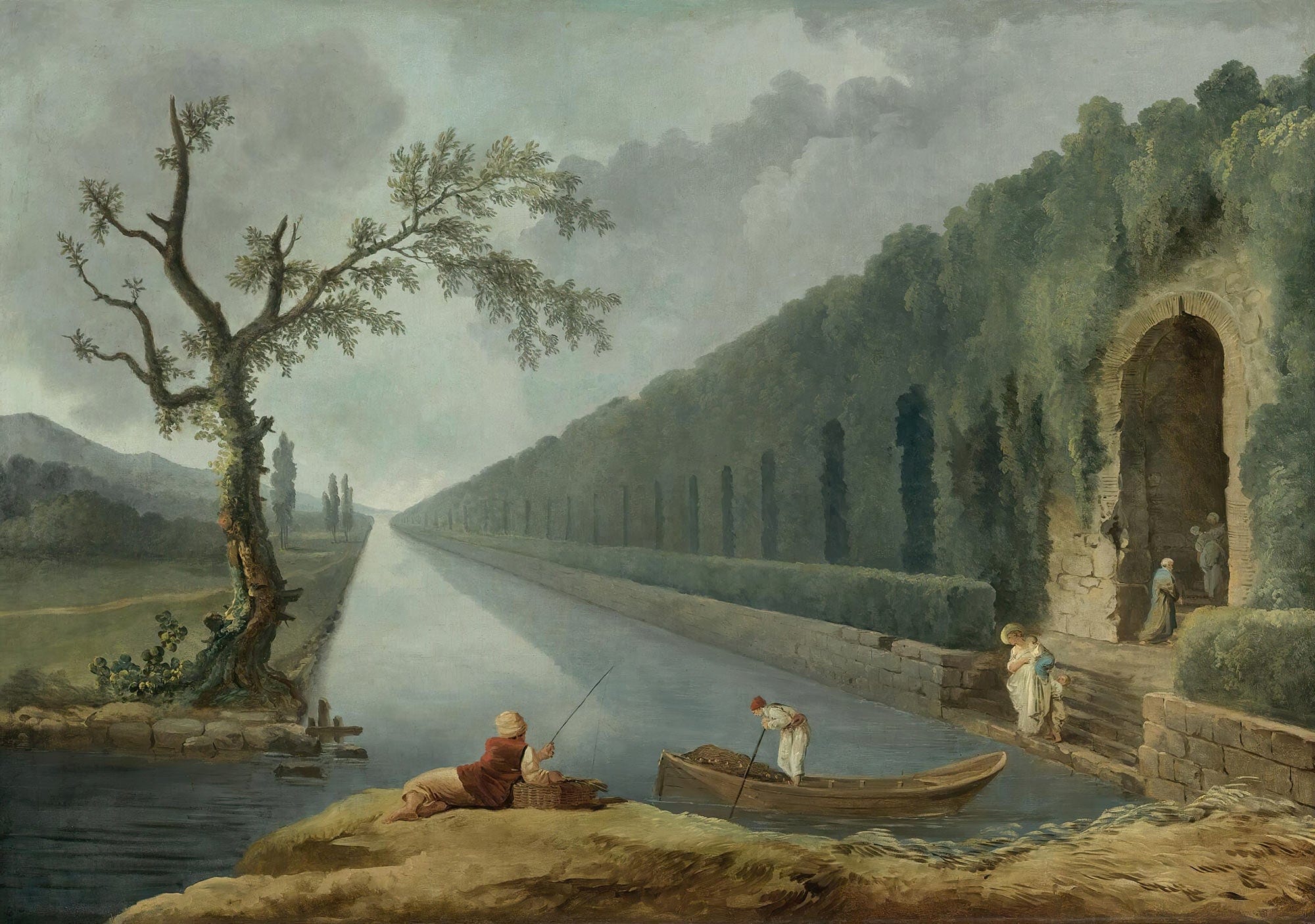 Garden Scene With A Canal by Hubert Robert