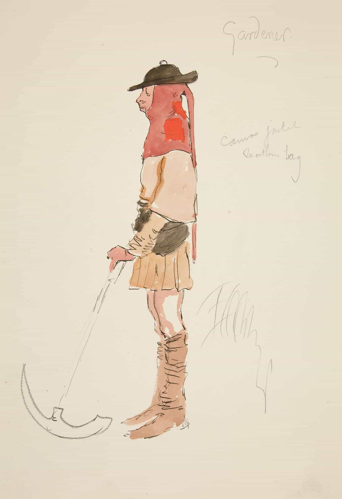 Gardener Costume Sketch For Henry Irvings Planned Production Of King Richard Ii by Edwin Austin Abbey