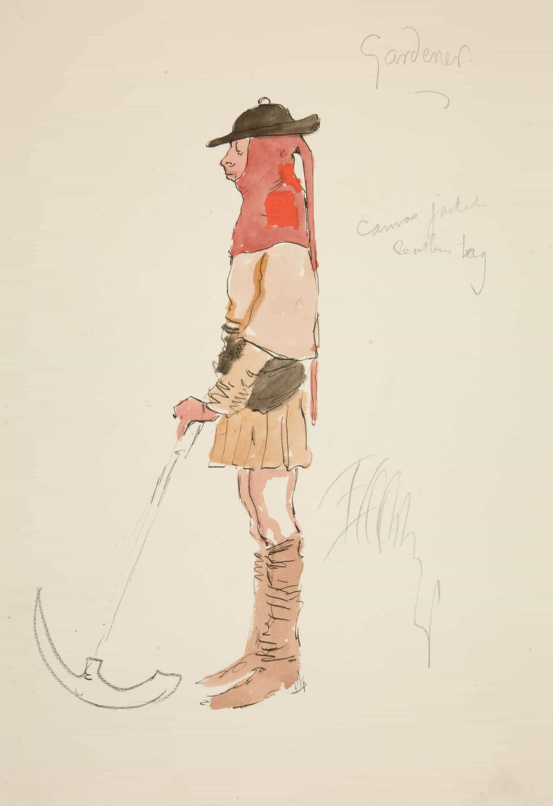 Gardener Costume Sketch For Henry Irvings Planned Production Of King Richard Ii by Edwin Austin Abbey