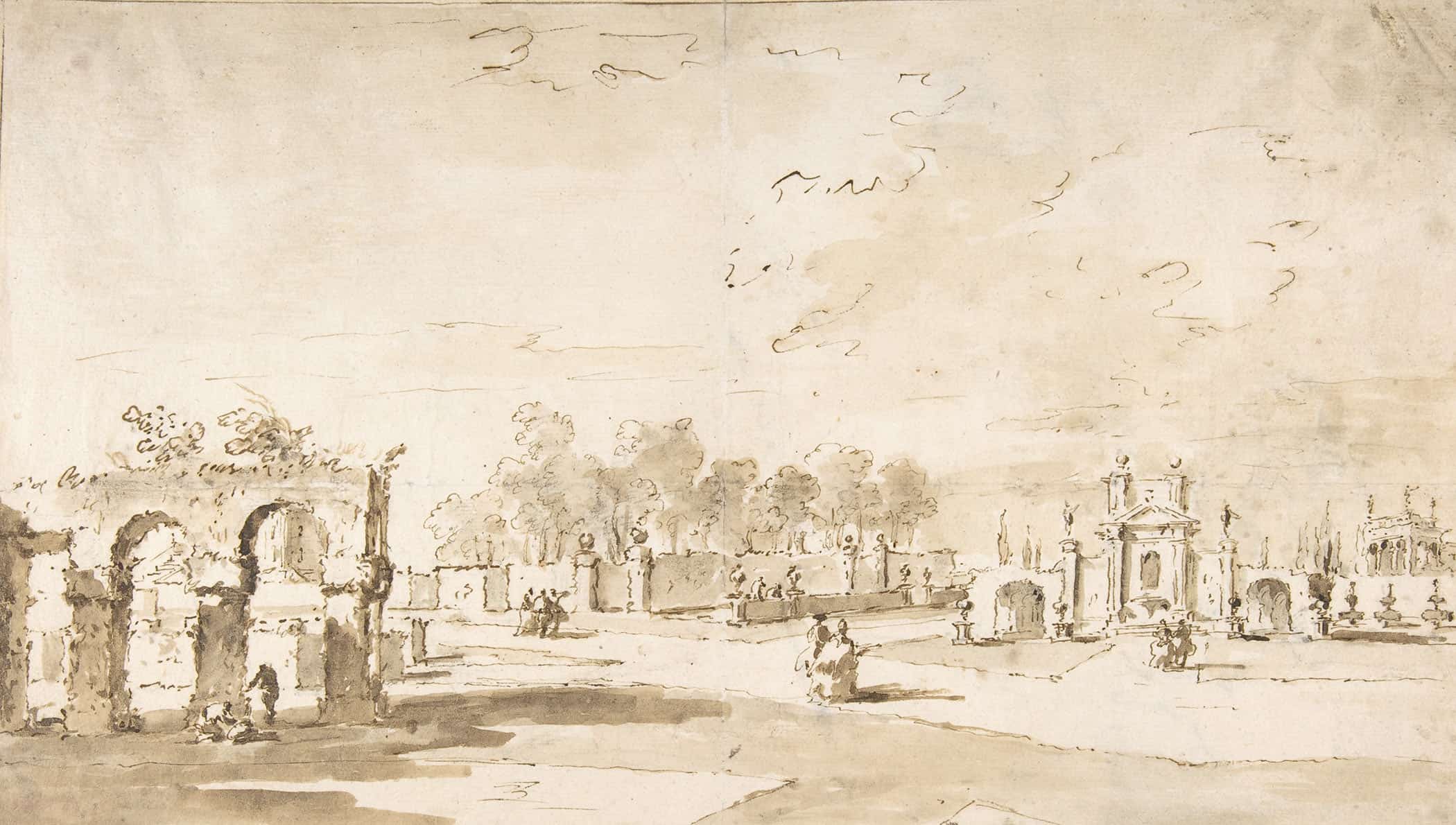 Gardens Of The Villa Correr Near Stra   by Francesco Guardi