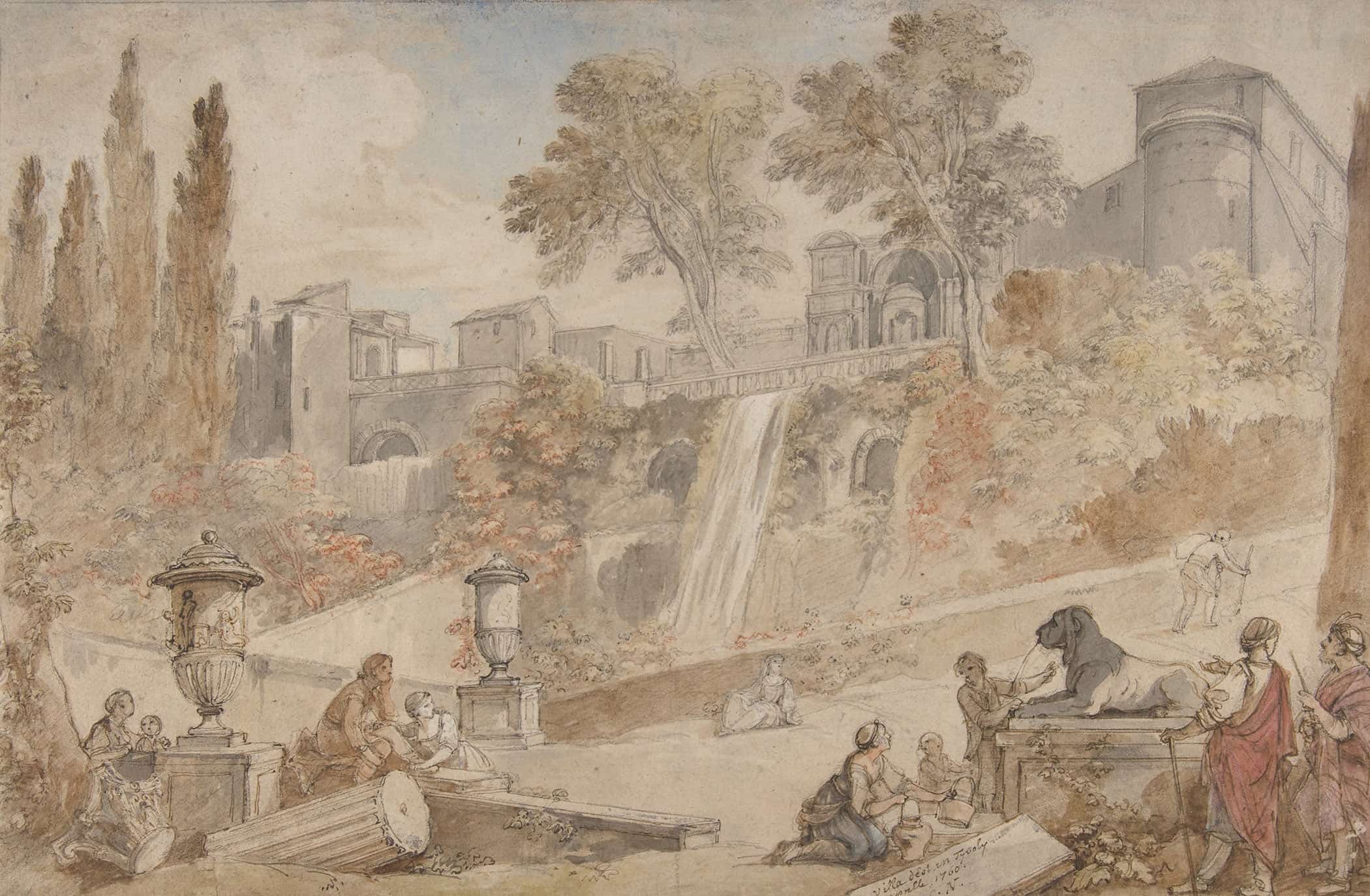 Gardens Of The Villa Deste At Tivoli by Charles Joseph Natoire