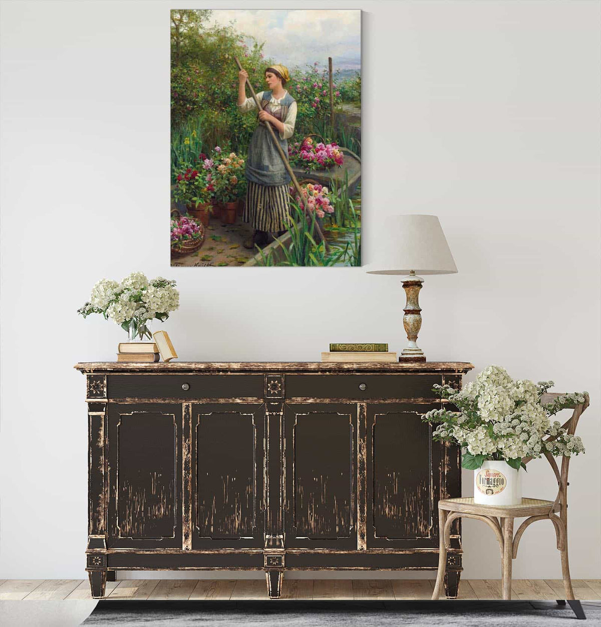 Gathering Flowers Along The River by Daniel Ridgway Knight